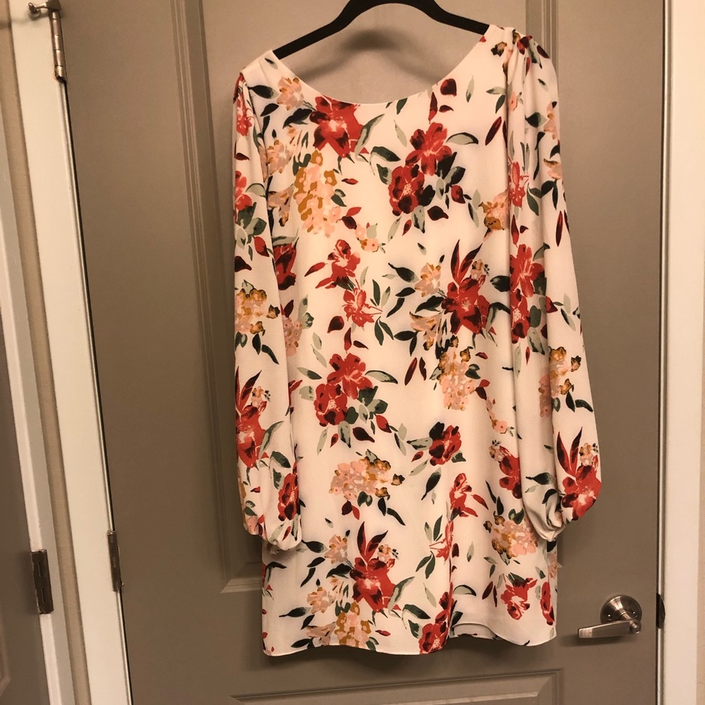 Mini long sleeve floral print dress